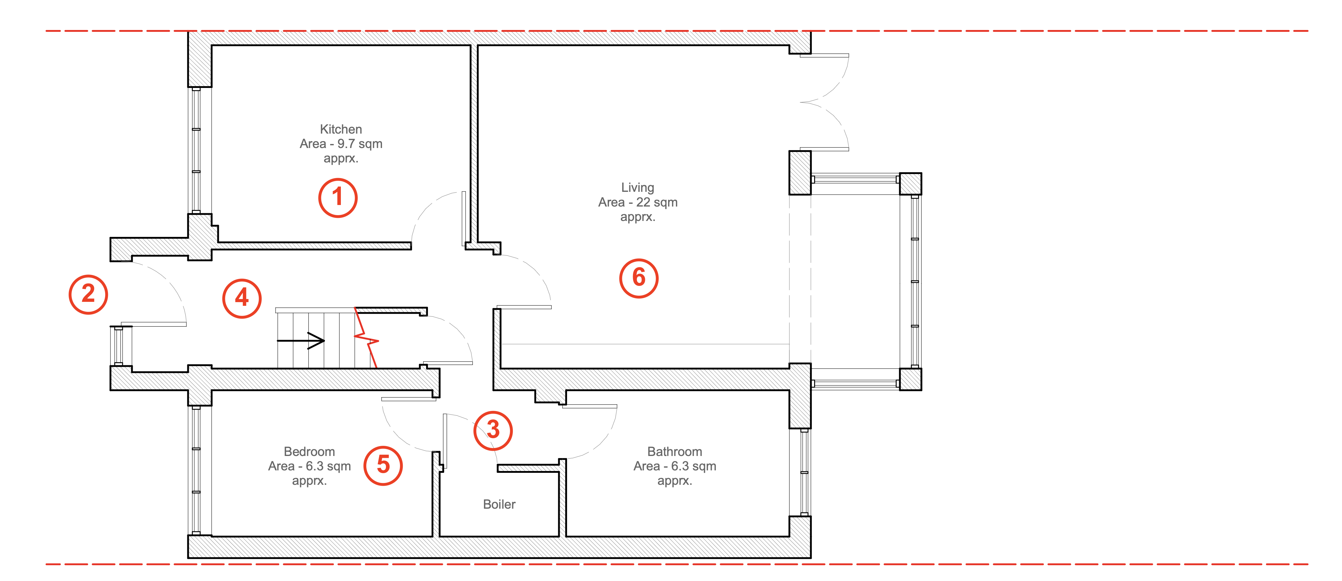 Existing ground-floor plan for the Dulwich case study