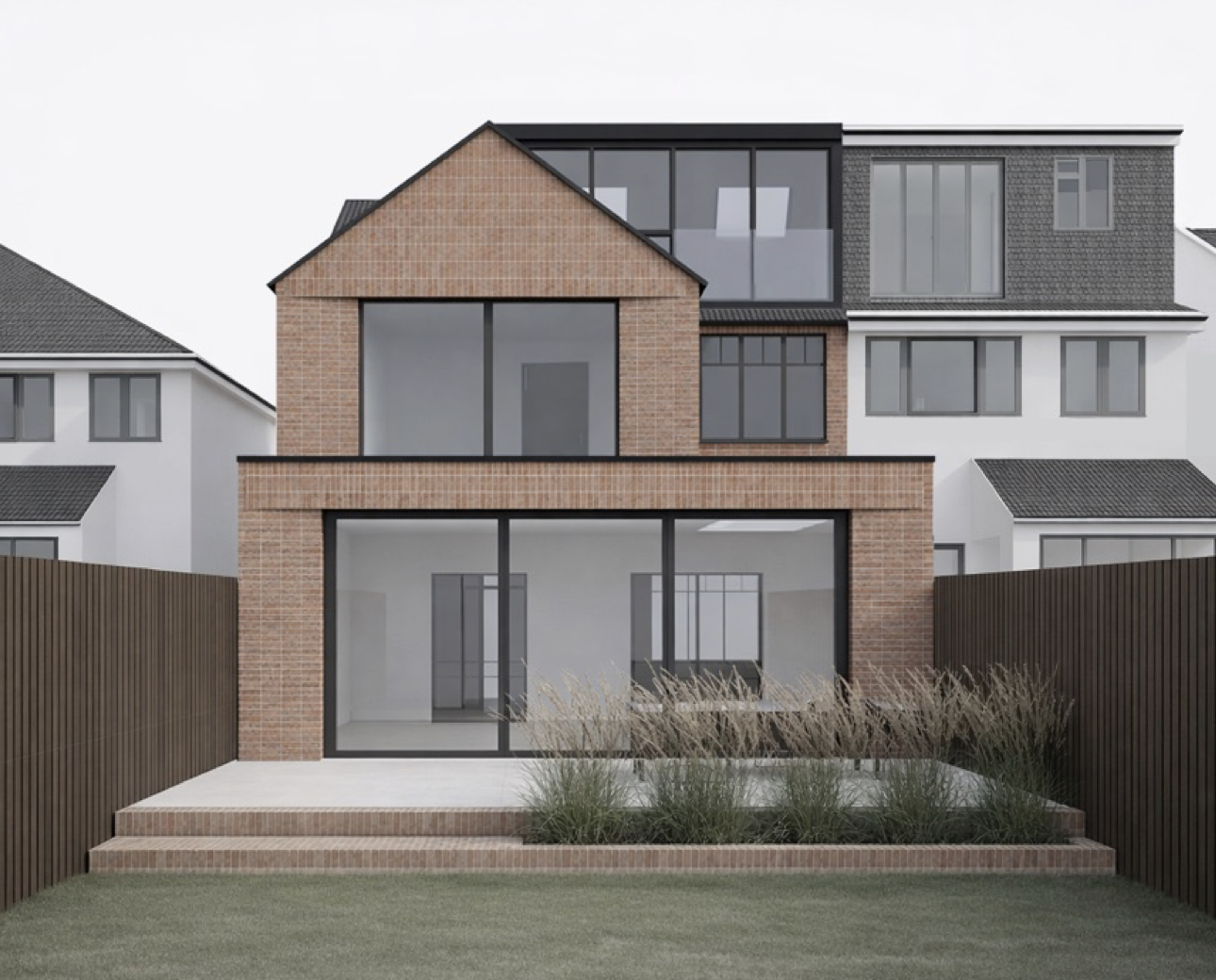 Architectural 3D render of the proposed wrap-around extension